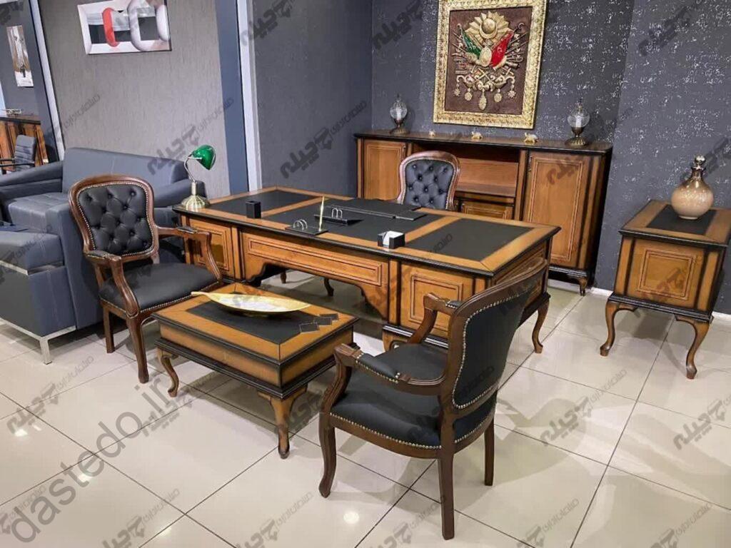 مبلمان اداری دفتری میز مدیریت آلمانی چوبی چرمی3