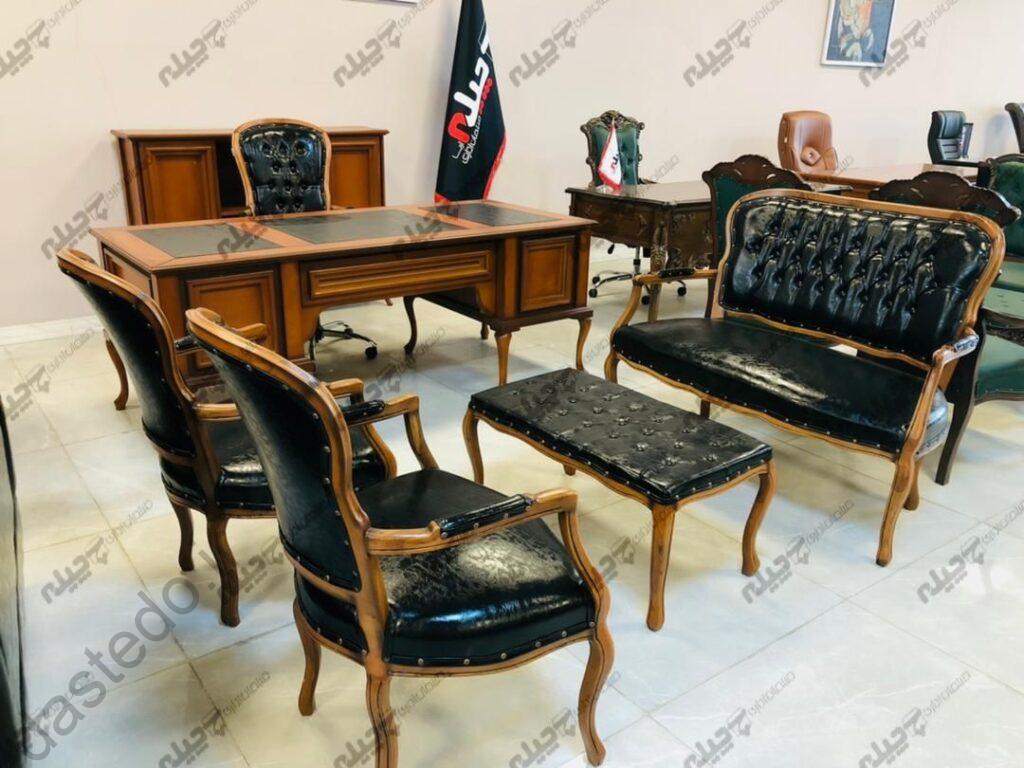 مبلمان اداری دفتری میز مدیریت آلمانی چوبی چرمی 4
