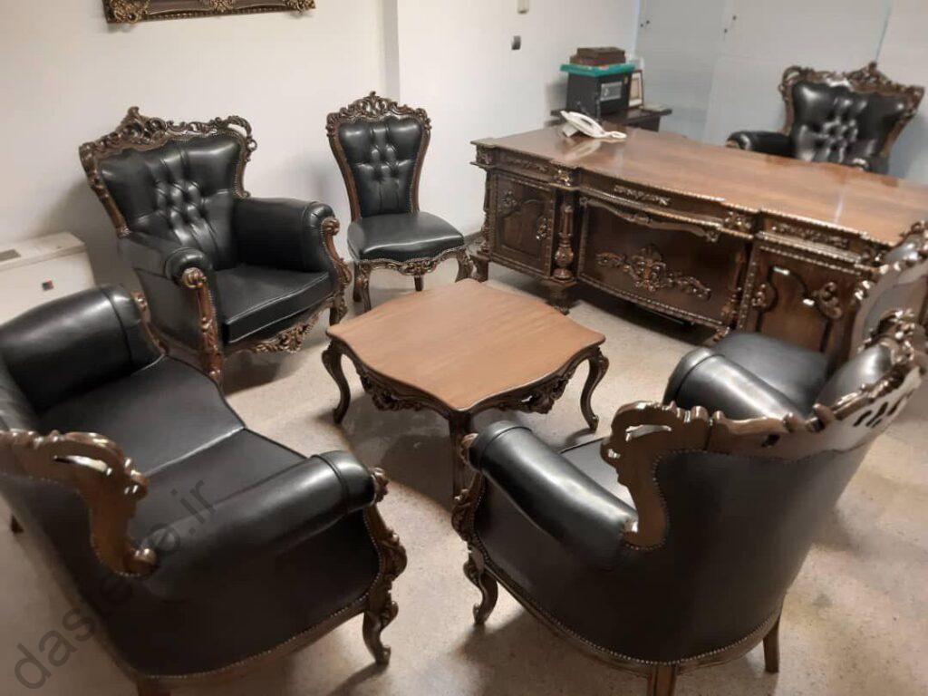 میز مدیریت شاهی به همراه نیم ست شل