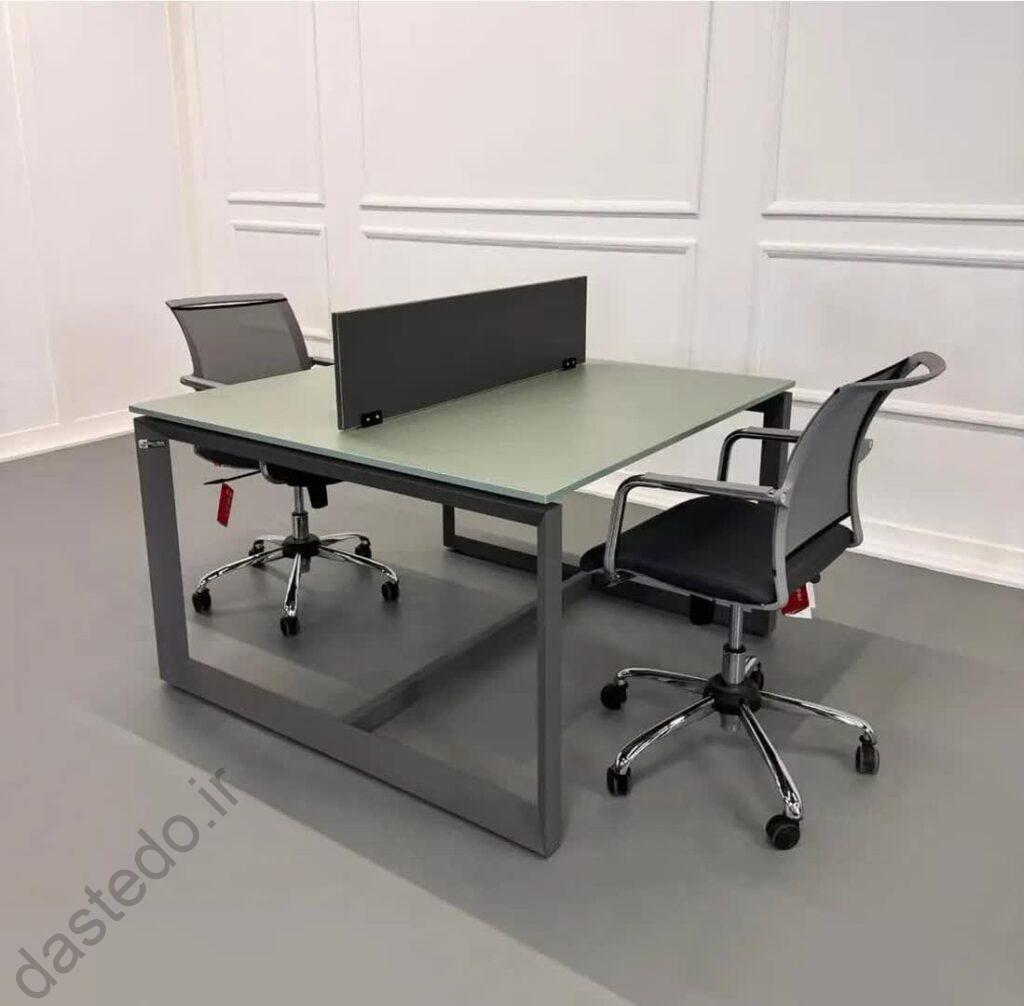 میز کار گروهی پایه فلزی طوسی