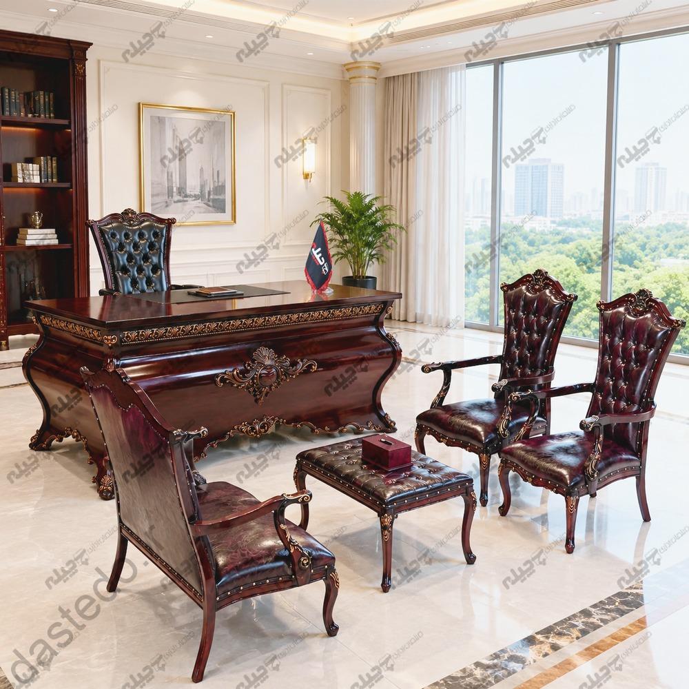 مبلمان اداری لاله میزمدیریت کلاسیک صندلی چوبی